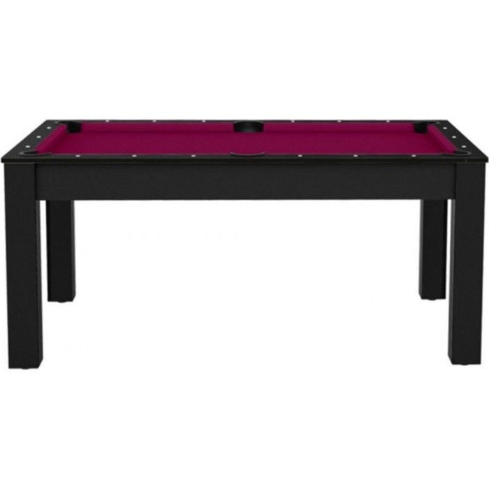 Billard convertible en table à manger - Floride - 6 personnes - noir grainé tapis prune