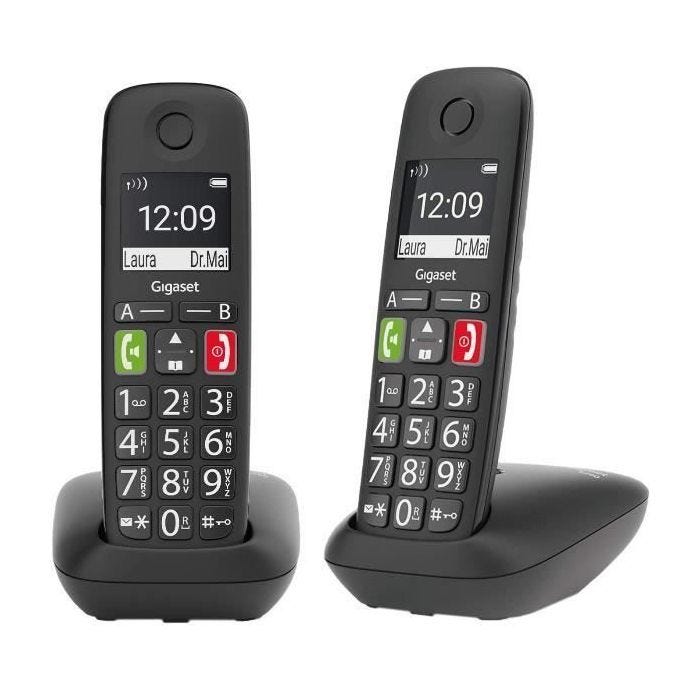 Téléphone sans fil Gigaset E290 Duo Noir - DECT - Mains libres - Jusqu'à 150 contacts