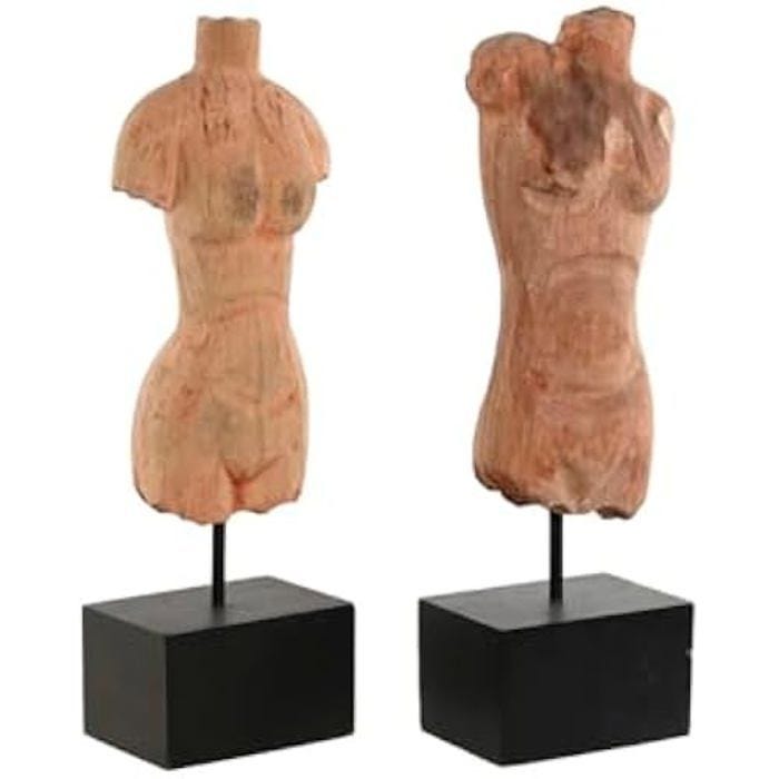 Figurine décorative - HOME ESPRIT - Lot de 2 - Marron Noir - 13 x 9 x 40 cm - Mixte