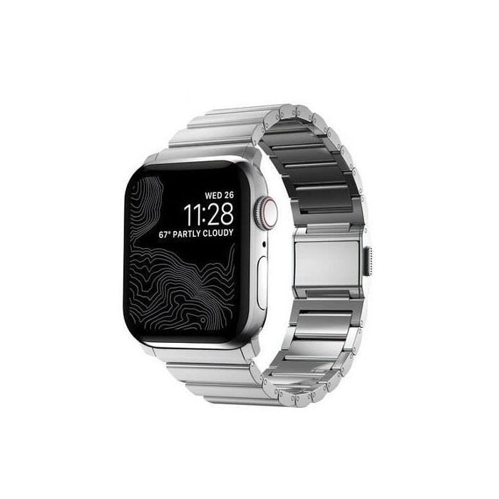 Bracelet V2 pour Apple Watch 1-9 et SE 42-44-45mm Nomad Argent - Gris - Titane - Acier