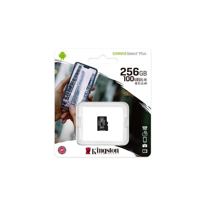Kingston Technology Canvas Select Plus mémoire flash 256 Go MicroSDXC Classe 10 UHS-I (256GB MICROSDXC CANVAS SELECT - 100R A1 C10