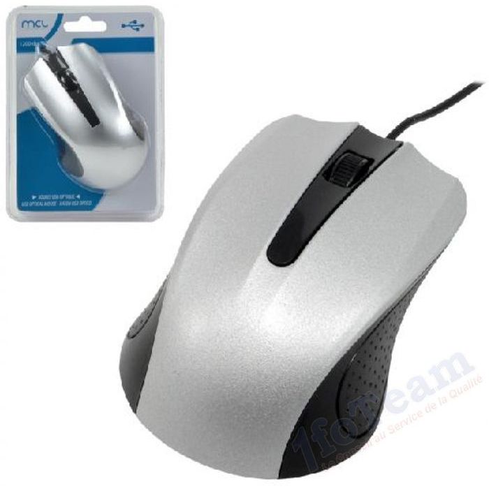 Souris optique filaire USB - MCL Samar - Noir/Argenté
