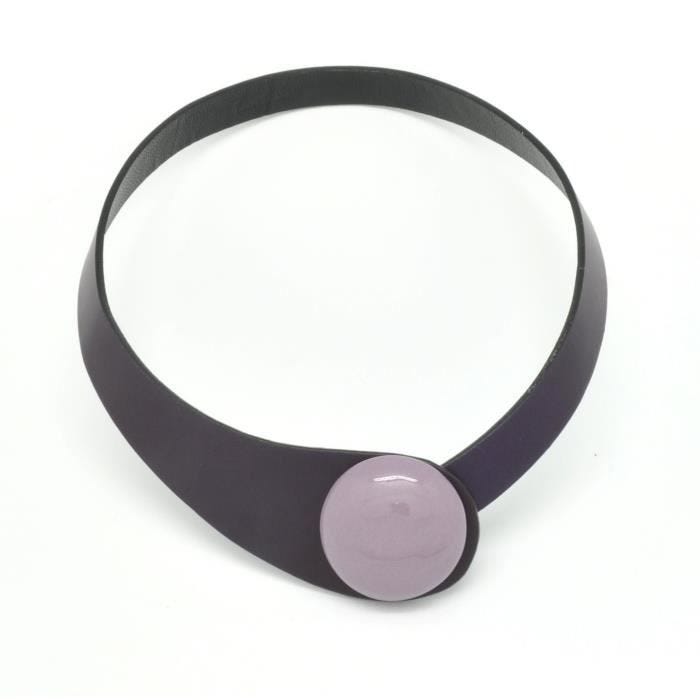 Collier - Ceraselle - Violet - Cuir et céramique - Femme - 1 collier