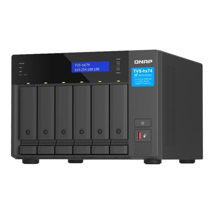 NAS QNAP TVS-H674 - Intel i3-12100 - 16 Go RAM - 2.5GbE - Cache SSD M.2 NVMe