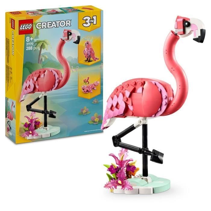 LEGO Creator 31170 3-en-1 Animaux sauvages : le flamant rose - Jouet pour fille dès 8 ans
