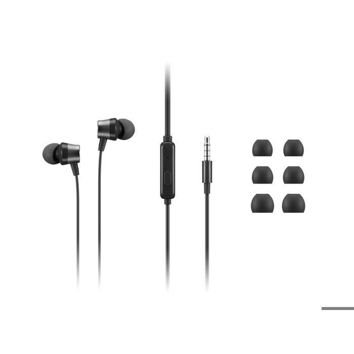 Écouteurs intra-auriculaires - LENOVO - Gen II - Avec fil - Noir - 1,2 m de câble
