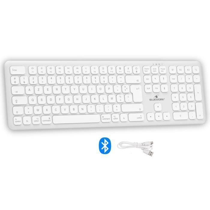 Clavier sans fil Bluetooth - BLUESTORK - MAC - Full size - Compatible Mac - Blanc