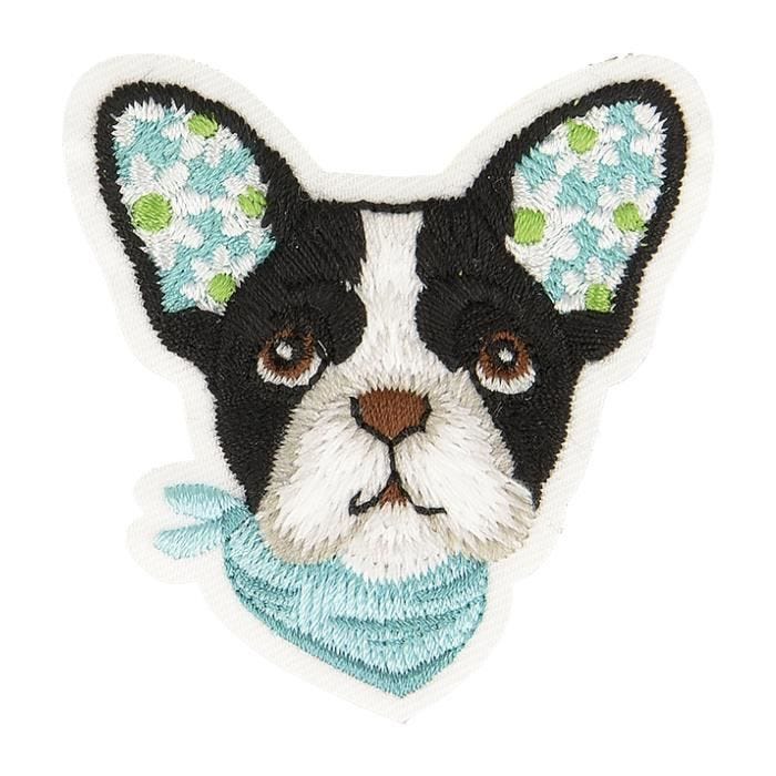 Ecusson thermocollant chien noir 5cm x 4,5cm