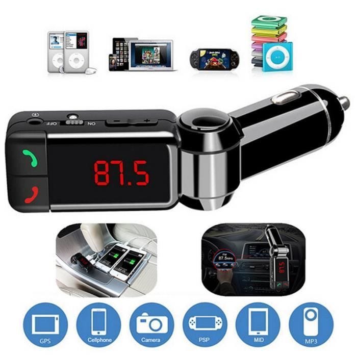 Kit voiture Bluetooth Transmetteur FM Lecteur MP3 auxiliaire mains libres Affichage LED Portable Chargeur double USB Transmissor FM