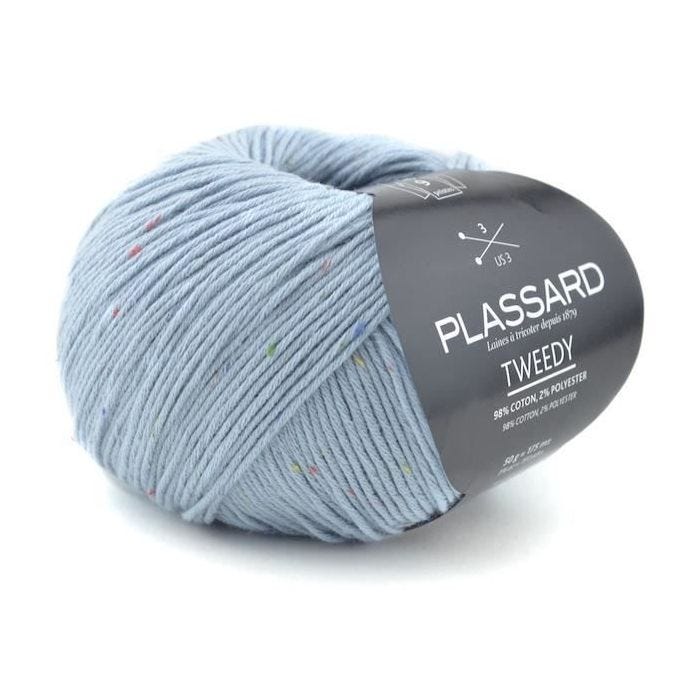 Fil coton pour layette - Plassard - Tweedy 20 - Couleur Bleu - 1 pelote - Fabriqué en Italie
