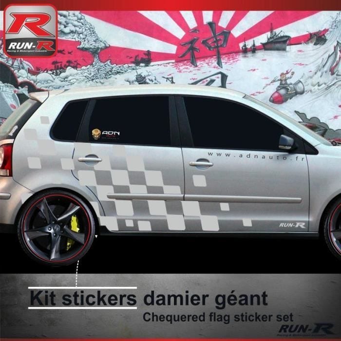 Autocollant pour bas de caisse - VOLKSWAGEN - Polo 9N - Powered by Volkswagen - Argent