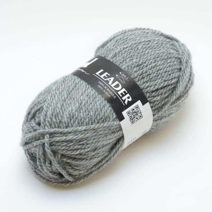 Laine Intemporelle - Plassard - Pelote de laine Leader 090 Gris - Acrylique - Roumanie