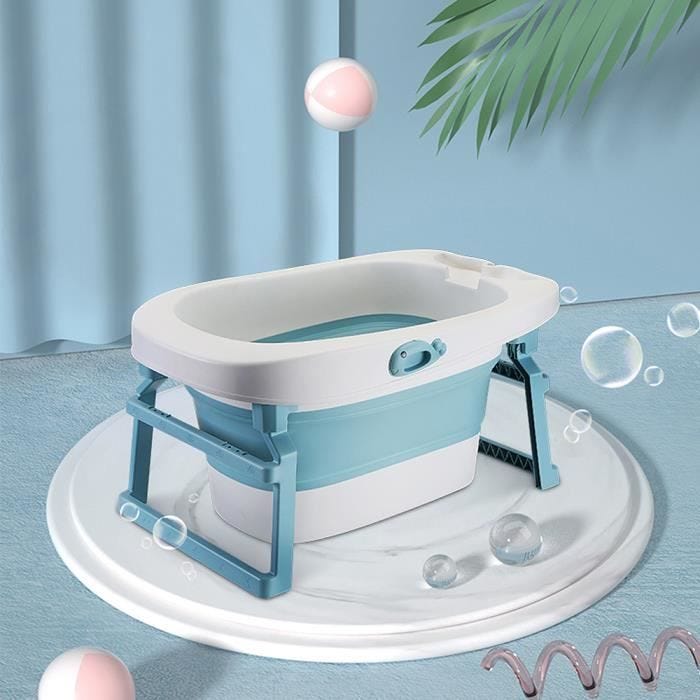 Fasike 3 en 1 Baignoire BéBé pliante/portative Couleur Bleu