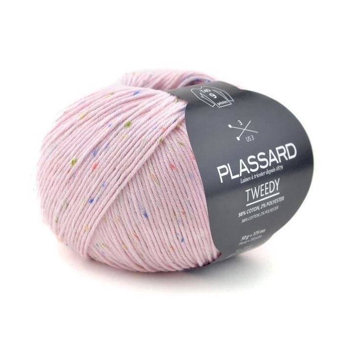 Fil coton pour layette - PLASSARD - Tweedy 30 - Rose pâle - 1 pelote - Fabriqué en Italie