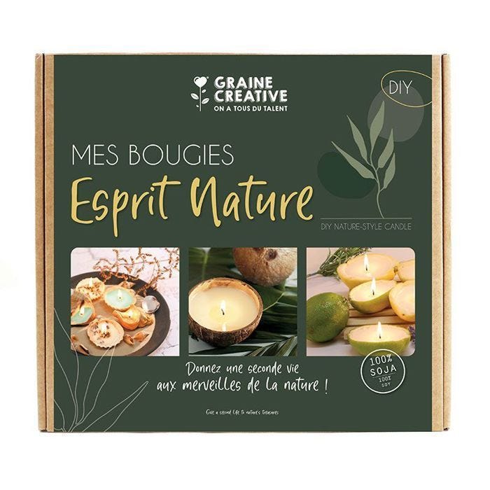 Kit de création de bougies - Esprit Nature - Multicolore - Cire de soja - 400 g - Mixte