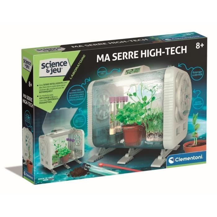 CLEMENTONI - Ma serre high-tech - 3 manière de faire pousser - Capteurs pour contrôler la luminosité, la température et l'humidité -