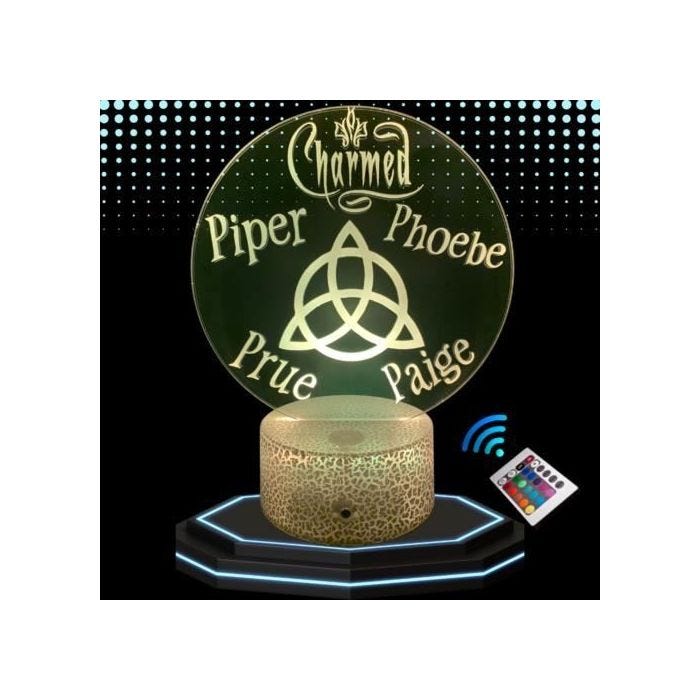 Lampe de Chevet 3D LED Charmed Série TV ,Soeurs Halliwell, Veilleuse changement de Couleurs, Déco Idée Cadeau pour Fan et Passionés