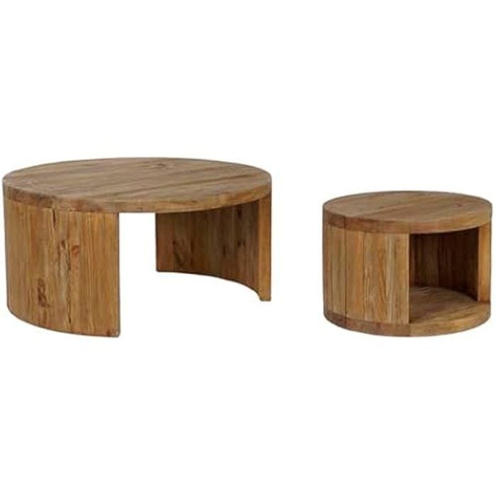 Tables en Bois - HOME ESPRIT - Lot de 2 - 99 x 99 x 48 cm - Multicolore - Meuble de Salon
