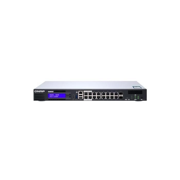 Commutateur intelligent QNAP QGD-1600P-4G - 16 ports Gigabit LAN + 2 ports combo SFP/RJ45 - PoE++ (370 W)