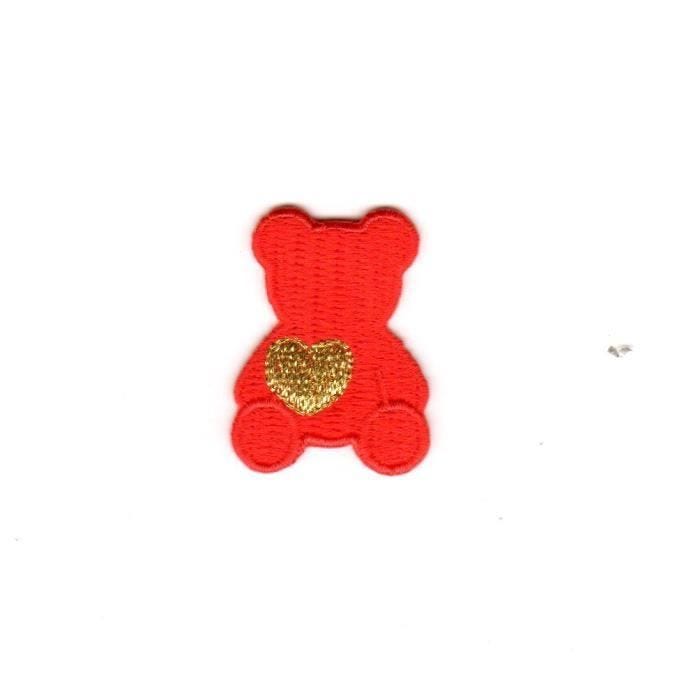Ecusson Thermocollant Ourson Coeur Doré Coloris Orange 2,50 x 3 cm