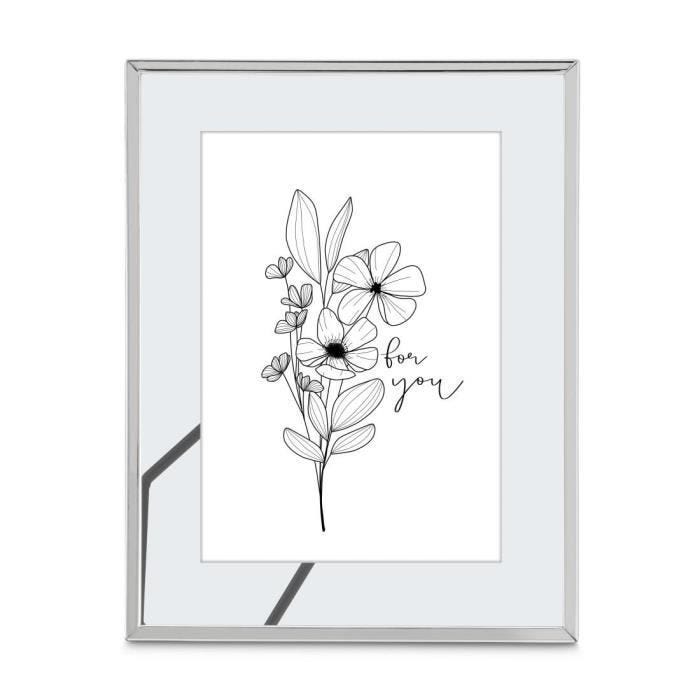 Cadre photo - Flowers - Argenté - 10 x 15 cm - Verre - Métal