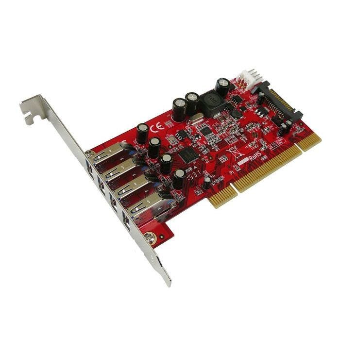 Carte contrôleur PCI USB 3.0 avec 4 ports USB3 5G. Pilotes Préinstallés pour Windows Mac Linux
