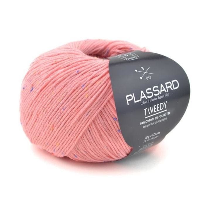 Fil coton pour layette - Plassard - Tweedy 50 - Rose incarnadin - 1 pelote - Fabriqué en Italie