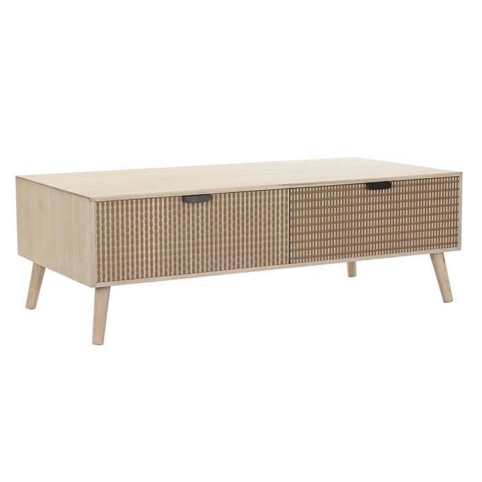 Table basse - Boho - Marron - MDF, Sapin - 120 cm