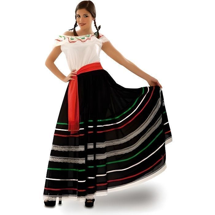 Déguisement Mexicaine Adulte - Mexique - Western - Noir - Polyester - Femme