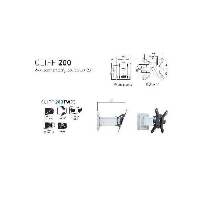 Support TV - ERARD - 200TW90 - Mural Plat Inclinable - Orientable - Pour écrans 19'' à 32''