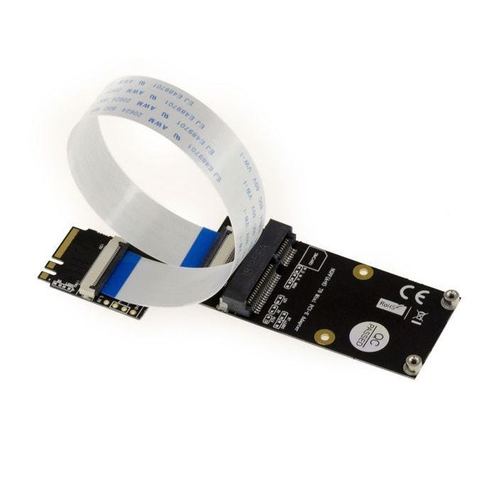 Extension rallonge de type riser Mini PCIe vers M2 E A Key pour monter une carte miniPCIe WIFI Bluetooth sur un port M2 E A Key. N