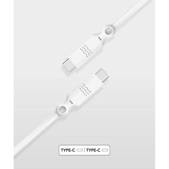 Câble 100 % Recyclable USB C/USB C 2 m 3A Blanc Just Green