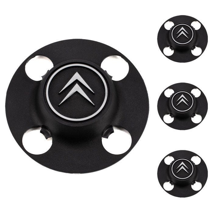 ZS22520-4 x Noir 60MM Citroën Centre De Roue Caches Moyeux Emblème Jante Logo Pour C1 C2 C3 C4 C5 C6 C8 C4L DS3 DS5