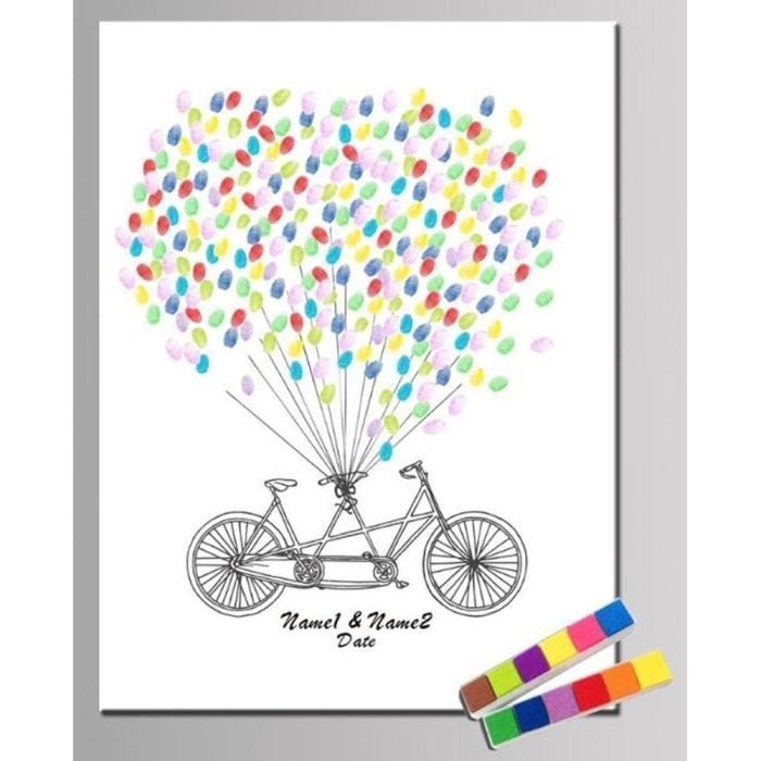 Tableau à empreintes pour les événements comme mariage, anniversaire, baptême, communion... (Deux cartouches colorées offertes)