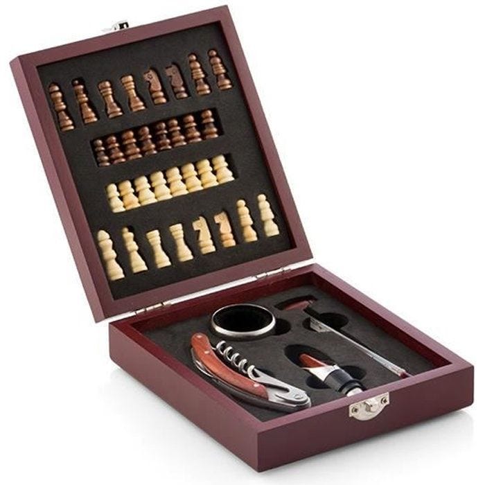 Coffret cadeau vin et échecs - accessoires oenologie