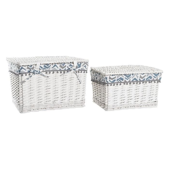 lot de paniers polyester osier (45 x 35 x 30 cm) - Couleur:BLEU