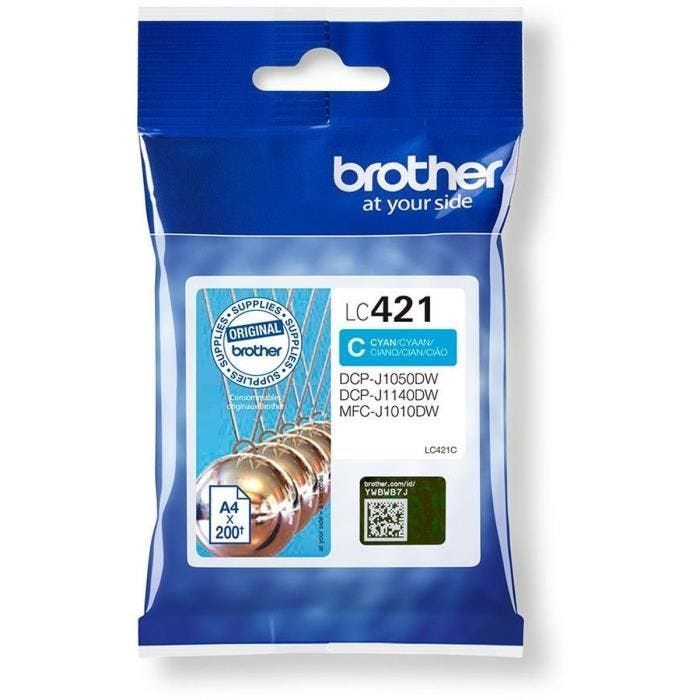 Cartouche d'encre LC421C - BROTHER - Cyan capacité standard de 200 pages - Pour DCP-J1050DW, MFC-J1010DW et DCP-J1140DW