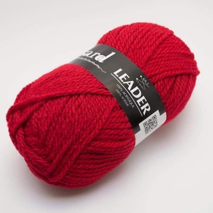 Pelote de laine Leader 099 Rouge - Plassard - Laine Intemporelle - Acrylique - 1 pelote