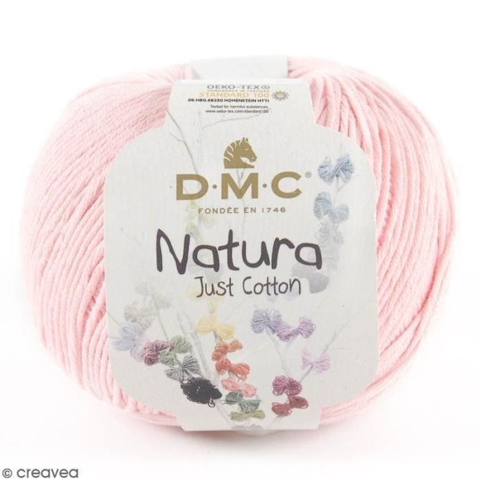 Fil à tricoter - DMC - Natura - 50 gr - 100% coton - Rose Dragée