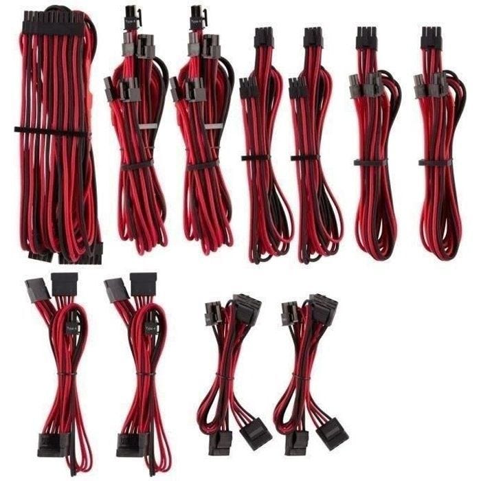 CORSAIR Kit pro de câbles pour alimentation type 4 Gen 4 Premium – Rouge/Noir (CP-8920226)