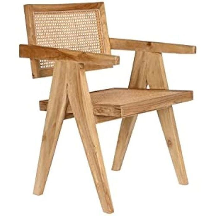 Chaise de Salle à Manger - DKD HOME DECOR - Rotin Naturel - 1 Place - Style Contemporain - Bois Massif