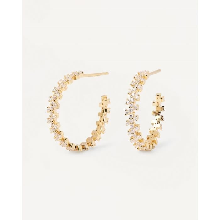 Boucles d'Oreilles - PDPAOLA - AR01-579-U - Or 18 carats - Argent 925 - Créole avec zirconium