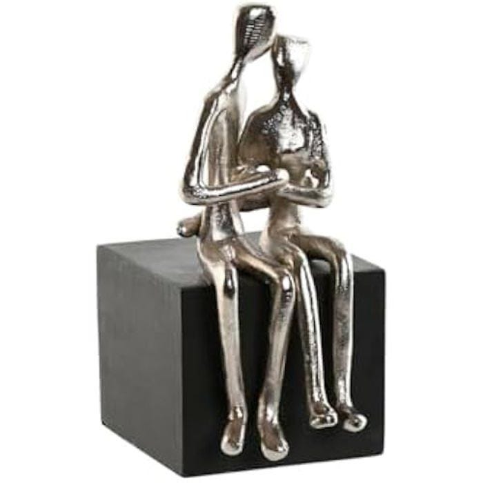 Figurine décorative - HOME ESPRIT - Couple - Noir argenté - 13 x 9 x 20 cm - Intérieur
