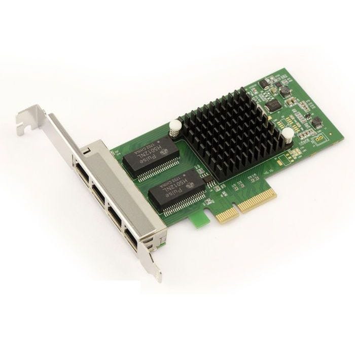 Carte contrôleur réseau 4 ports Gigabit Ethernet sur port PCIe x4 avec Chipset Intel I350-T4