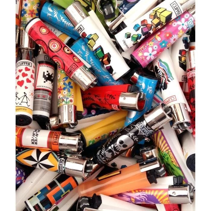 Clipper - Lot de 10 Briquets Clipper Grand Modèle Dépareillés - collections mélangées, Multicolore1