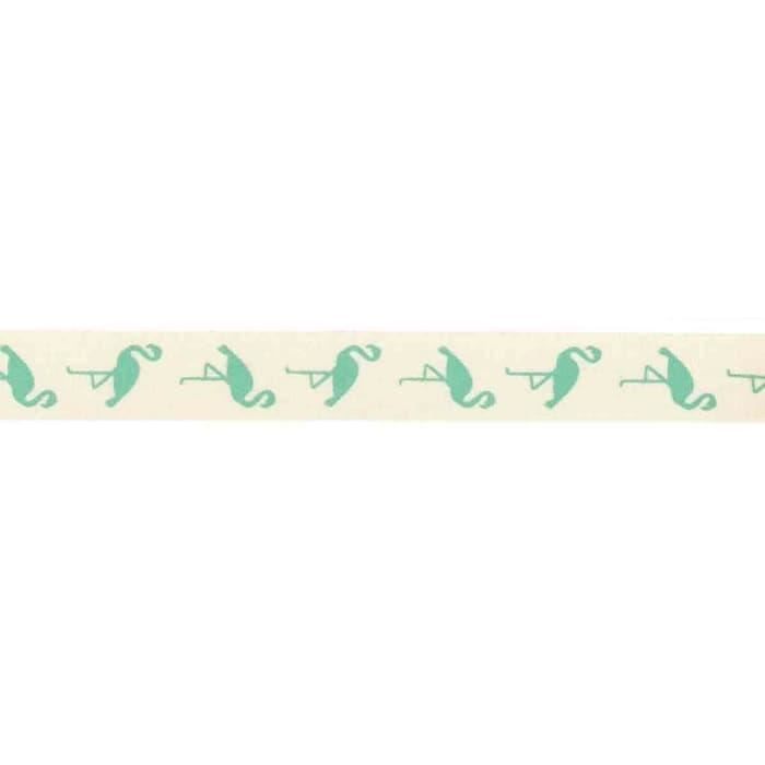 Ruban en coton - MÉGACRÉA - Flamant vert - 1,5 cm - 2 m - Créations originales