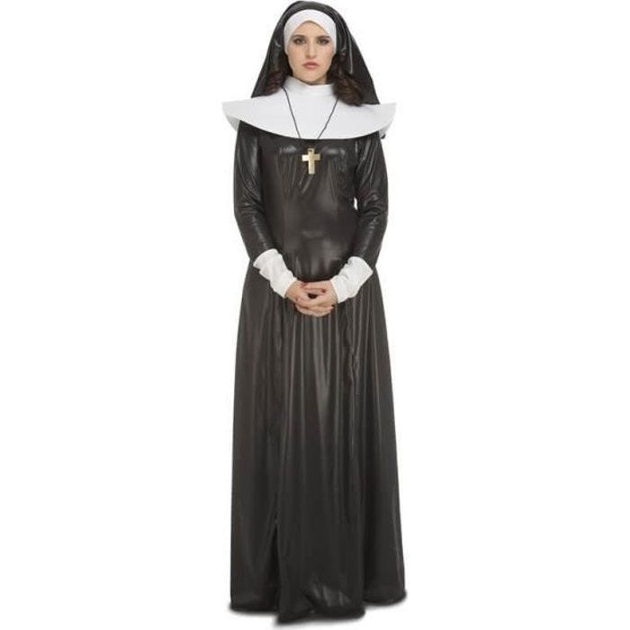Déguisement de nonne pour femme - Disfrazzes - Comprend coiffe, tunique et col - Noir - Multicolore - Adulte