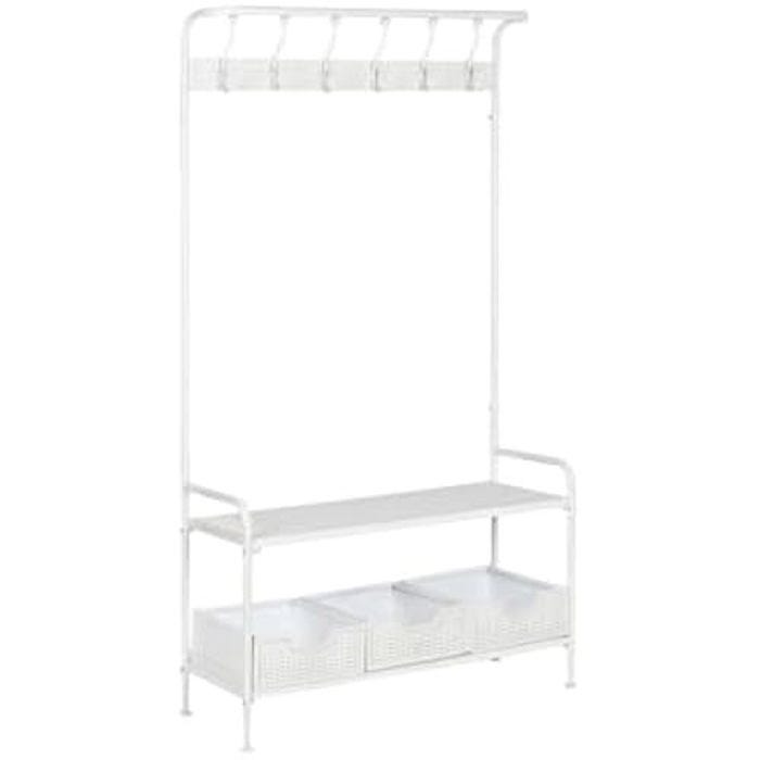 Meuble d'entrée - HOME ESPRIT - Blanc - 110 x 36 x 186 cm - Tiroirs - Métal