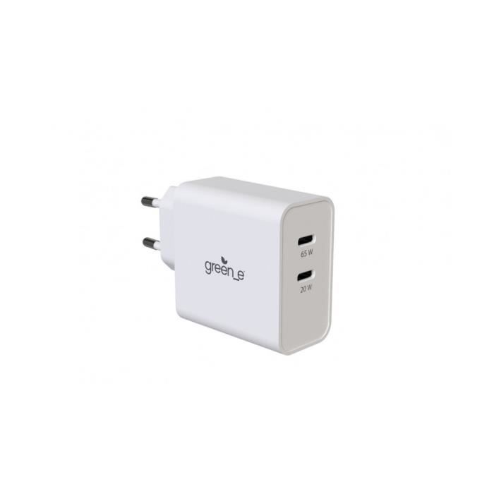Chargeur secteur - GREEN ECO - GaN - 1x USB-C 65W - 1x USB-C 20W - 85W