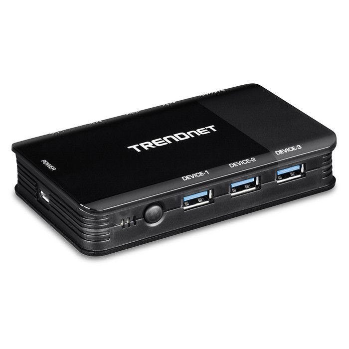 Switch USB - Trendnet - TK-U404 - Noir - USB 3.2 Gen 1 - Témoin LED - 8 Ports USB A